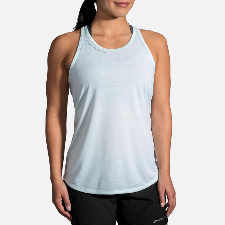 Brooks DISTANCE GRAPHIC Running Tank Top Womens Outlet - White (FMX214867)